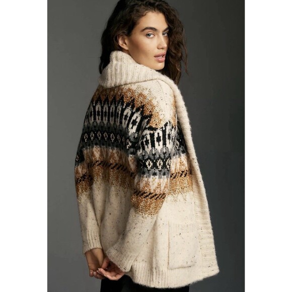 ANTHROPOLOGIE Small PATTERNED CARDIGAN Sweater - Picture 3 of 12